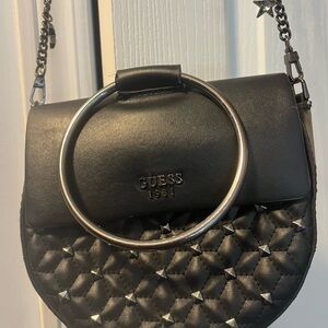 GUESS Black Quilted Crossbody with Ring Handle